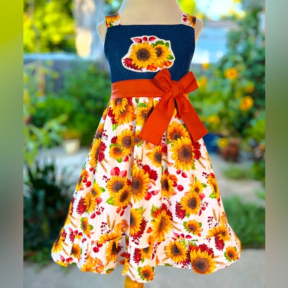 3T Fall Sunflower Jumper Dress - Picture 1 of 2